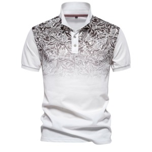 Polo à manches courtes pour hommes, imprimé en mélange dégradé, mode estivale, nouveau design, polo en coton personnalisé avec impression de logo - Product Image 1