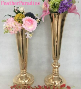 AK Laiton Haute Qualité Métal Trompette Fleur Vase Or Fini Ensemble De 2 Vase Attrayant Pour Restaurant Décor/Désherbage Décor Accent - Product Image 1