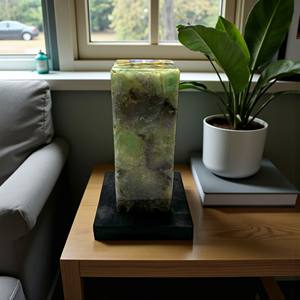 Lampe de table électrique en fluorite semi-précieuse de luxe, œuvre d'art indienne, fabrication artisanale, décoration de salon, cadeaux de Noël - Product Image 2