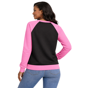 Sudadera Negra con Mangas Raglán y Cuello Redondo para Hermandad Universitaria, Color Rosa y Verde, Ropa Casual y Elegante para Mujeres - Product Image 2
