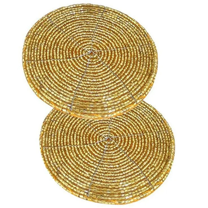 Napperon rond perlé pour table de mariage napperon accessoires sous-verre perlé d'Inde fait à la main par glowin fashion - Product Image 1