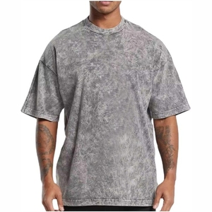 Camiseta para hombre Camisetas de lavado ácido Venta al por mayor Camisetas de algodón de gran tamaño Boxy en blanco 270 GSM Logotipo personalizado 100% Algodón para bordado - Product Image 1