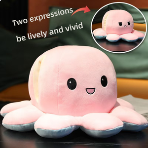 Aika <span class=keywords><strong>Peluche</strong></span> <span class=keywords><strong>Pieuvre</strong></span> Personnalisée Réversible Joyeuse et Triste, Animaux Marins en <span class=keywords><strong>Peluche</strong></span>, Breloque de Sac - Product Image 3