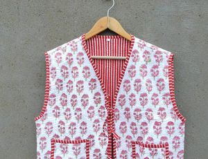 Veste matelassée Kantha unisexe style bohème, manteau d'hiver en coton sans manches, patchwork, style indien, décontracté - Product Image 2