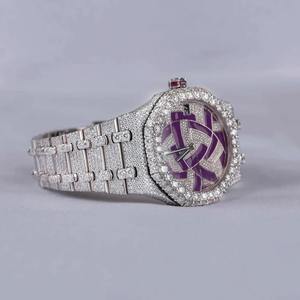Luxurious Hip Hop Style Customized Stainless Steel <b>White</b> Round Moissanite Diamond Crafted Iced Out <b>Watch</b> <b>For</b> Men and <b>Women</b> - Product Image 2