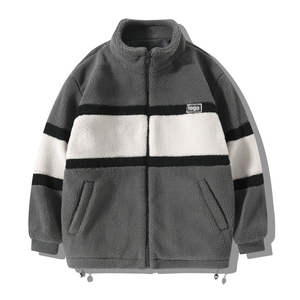 Veste Sherpa brodée sur mesure de haute qualité avec fermeture éclair pour hommes, veste polaire à la mode brodée de couleur unie personnalisée - Product Image 1