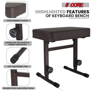 5 Core Keyboard Bench 3 Padded Cushioned Piano <b>Stool</b> <b>Height</b> <b>Adjustable</b> Guitar Seat Folding Portable - Product Image 5