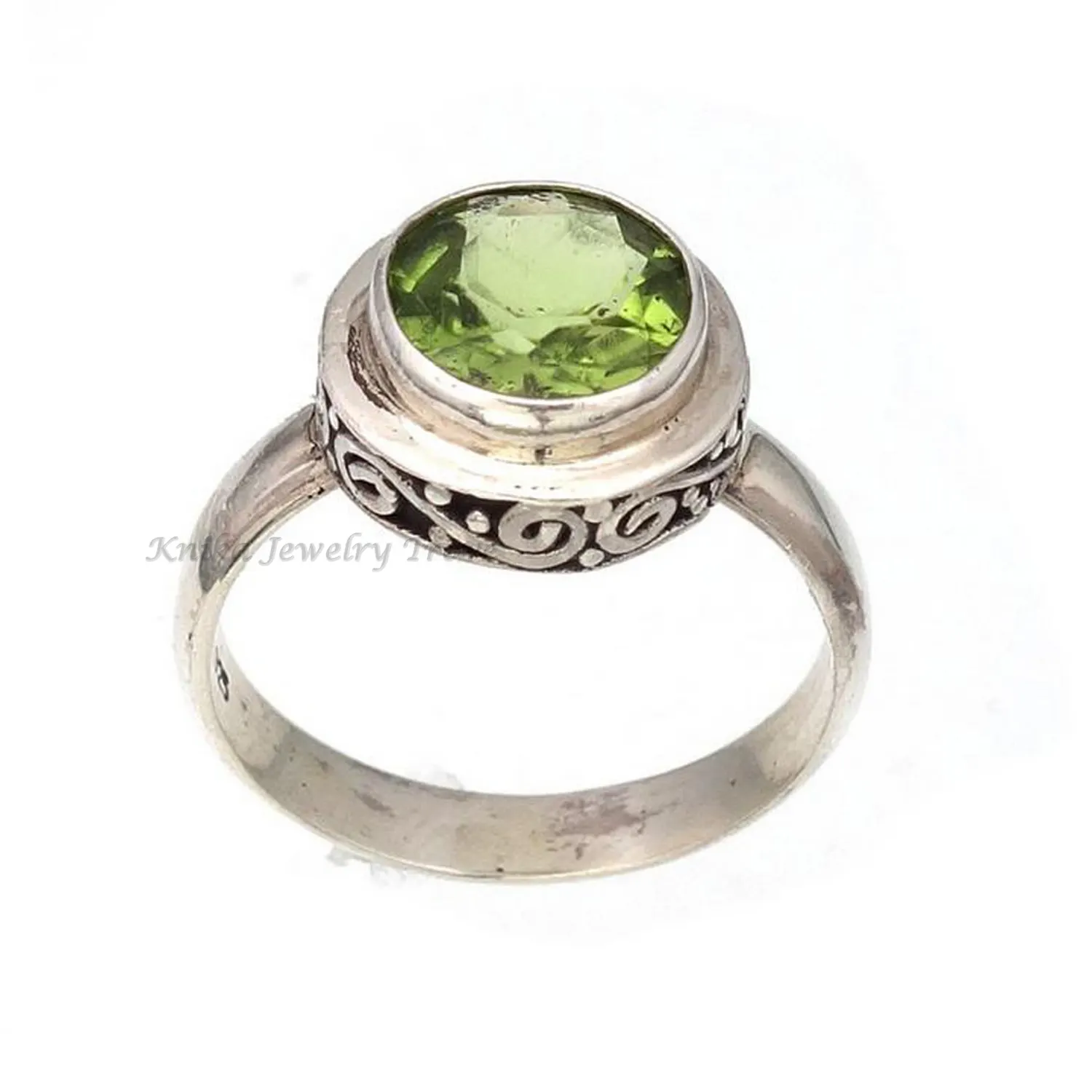 Echte Peridot Ringen 925 Massief Sterling Zilver Mooie Ronde Gesneden Groene Edelsteen Ring Peridot Sieraden Vrouwen Geschenken