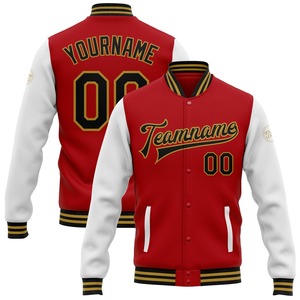 Vente en gros dans l'industrie directe de bombardiers décontractés hiver personnalisés blanc Kelly vert-orange veste bicolore Varsity Letterman - Product Image 6