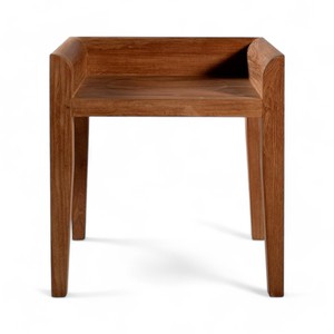 เก้าอี้รับประทานอาหารทำจากไม้สักเนื้อแข็งทำมือเบาะหลังเตี้ยที่นั่งไม้อเนกประสงค์สำหรับห้องรับประทานอาหารอพาร์ทเมนต์ยิมร่วมสมัย - Product Image 3