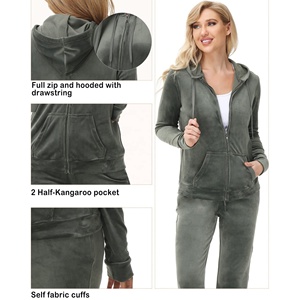 Wholesale Custom Women Fashion Ladies <b>Velour</b> Tracksuits for Women Tracksuit Jogging Sweat Suit Training and Jogging Suits - Product Image 4