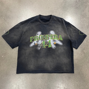 เสื้อยืดโอเวอร์ไซส์วินเทจสำหรับผู้ชายผ้าคอตตอน100% โอเวอร์ไซส์สไตล์สตรีทแวร์ผ้าเฮฟวีเวตผ้าครอป - Product Image 5