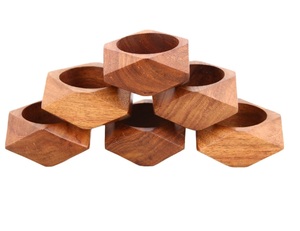 Anneau de serviette en bois d'acacia de forme carrée, design tendance, vente en gros, fabricant, décoration de table, anneau de serviette de mariage - Product Image 4