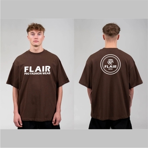 Men's High Quality Brown Color Cotton T-shirt Custom Logo <b>Drop</b> Shoulder Oversized Crew Neck 100% Cotton - Product Image 1
