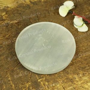 Feng Shui Selenite <b>Charging</b> <b>Plate</b> with Ying Yang Symbol for Reiki <b>Crystal</b> Cleansing 3 Inch - Product Image 4