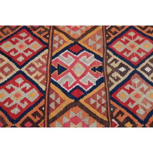 Turkish <b>Runner</b> Rug, 2.5x9.8 ft Vintage Rug, <b>Red</b> Kilim Wool Rug - Product Image 5
