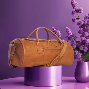 Bolsa de ropa de lona de cuero genuino de fin de semana con cierre de cremallera Bolsas de viaje - Product Image 6