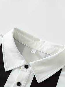 Maglietta da uomo a righe bianche e nere a maniche corte Casual ampia per uomo camicia nera e <span class=keywords><strong>bianca</strong></span> classica formale - Product Image 4