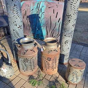 Metal Galvanized Milk Can Milk Pot <b>Flower</b> <b>Jug</b> Home Decorative Nordic Style Simple Design Handle Container - Product Image 3