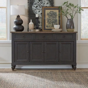 Gabinete de buffet de salón negro americano con 4 cajones y estante ajustable Gabinete de aparador de madera superior rústico de madera para sala de estar - Product Image 2