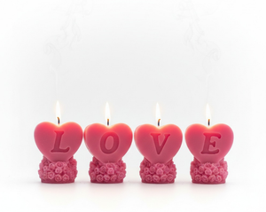 Ensemble de 4 bougies parfumées Love Valentine Day en forme de cœur rose en cire de soja avec base florale de rose Décoration de maison de luxe Cadeau - Product Image 2