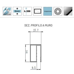 Filanta WL900 8 mm cristallo cromato IX cabina doccia parete regolabile dimensioni 150 cm con Box doccia categoria di prodotto - Product Image 4