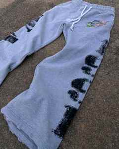 Survêtements en coton en vrac hommes 3D broderie acide lavage tenue de jogging Streetwear deux pièces vêtements de sport décontractés fournisseur OEM - Product Image 3