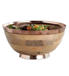 Luxury Look Mango Wooden Metal Designer Deep Bowl Or Mixing Bowl New Kitchen Hotel Home Restaurant Use At Competitive <b>Price</b> - Product Image 1