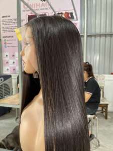 2024 cabello humano crudo sin procesar negro recto sin cola Full HD transparente frente vietnamita peluca al por mayor proveedor - Product Image 2