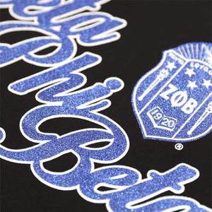 Camiseta con Cuello en V ZPB, Negra, Azul Rey, Poliéster, Zeta Phi Beta, Camiseta de Verano con Estampado 3D, Letras Griegas con Purpurina, Ropa de Hermandad - Product Image 5