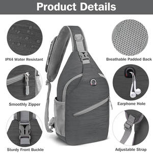 Everyday Carry Crosshatch Sling <b>Bag</b> Black Cotton Polyester <b>Travel</b> <b>Crossbody</b> with Nylon Lining Multiple Pockets <b>Bag</b> - Product Image 4