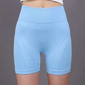 Pantalones cortos de Yoga atléticos de gimnasio de cintura alta elásticos azules 2025 para mujeres de alta calidad de compresión Biker Skinny Fit Workout - Product Image 3