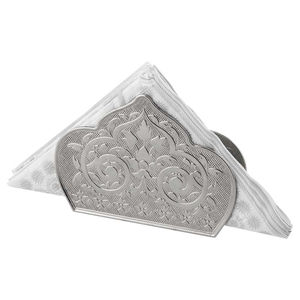 Porte-serviettes en métal gravé floral argenté de luxe pouf Design turc support de mouchoirs décoratif pour Table à manger et cuisine - Product Image 1