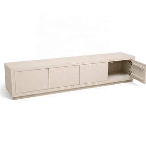 Mueble para TV de Madera Maciza Mimosa con Acabado Arena |   Mueble Multimedia Moderno y Minimalista para Sala de Estar |   Embalaje para Envío Incluido - Product Image 1