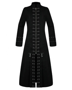 Trench long gothique grande taille pour coton Adts Bla avec épingles de sûreté fermeture à glissière et décoration imprimée - Product Image 1