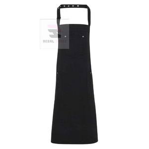 Delantal de algodón cómodo al por mayor delantales de barbero impermeables para hombres y mujeres hechos de tela vaquera y cuero - Product Image 4