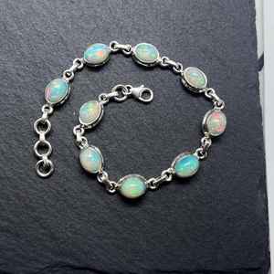 Natural Ethiopian Opal 925 Sterling <b>Silver</b> <b>Adjustable</b> <b>Bracelet</b> Handmade Gemstone Jewelry Elegant Gift For Women - Product Image 5
