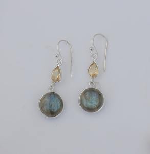 925 solide en argent Sterling fait à la main pierres précieuses Spinner Labradorite boucles d'oreilles 925 timbre Simple concepteur cadeau de mariage boucles d'oreilles bijoux - Product Image 2