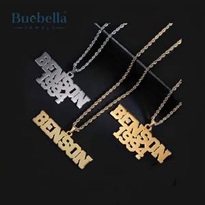 Pendentif nom de brosse personnalisé en argent 925 de haute qualité, plaqué or blanc 14 carats pour hommes - Product Image 3