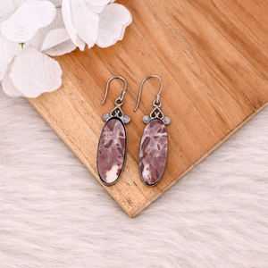 Malinga Jasper Long Oval Gemstone <b>Dangle</b> <b>Black</b> Ruthenium Handmade Designer Brass Anniversary Gift Jewelry Wholesale <b>Earrings</b> - Product Image 2
