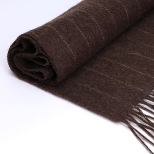 Classic <b>Brown</b> Striped 100% Mongolian Sheep Wool <b>Scarf</b> for Men Winter Ethnic Accessory - Product Image 2
