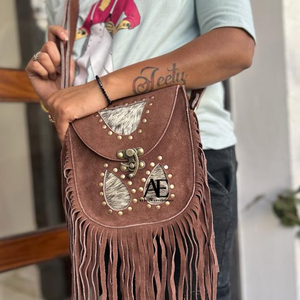 Nouveau Western élégant cheveux sur daim fourrure cuir frange sac haute qualité Boho Style femmes en cuir véritable frange sacs à bandoulière - Product Image 1