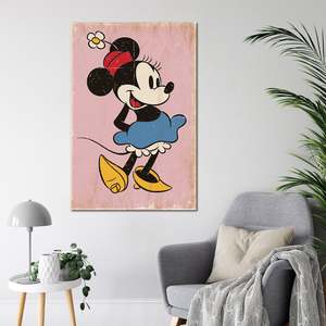 Minnie <b>Mouse</b> Retro Pink Poster Paper Wall Decor - Product Image 3