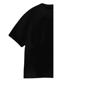 T-shirt décontracté pour homme de grande taille avec logo personnalisé brodé de haute qualité, noir, 220 g/m², 100 % coton biologique, respectueux de l'environnement - Product Image 2