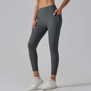 Leggings Deportivos de Gimnasio para Mujer, OEM, Sólidos, Suaves como la Mantequilla, Transpirables, de Secado Rápido, Cintura Elástica con Cierre y Bolsillo Lateral - Product Image 4