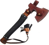 Hacha vikinga de alta calidad, hoja de acero al carbono Tomahawk hecha a mano personalizada, hacha de Camping con mango envuelto en cuero