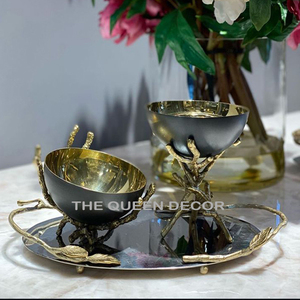 Design moderne, bol en métal de qualité alimentaire facile à nettoyer avec plateau en acier laiton pour les repas, les fêtes, le restaurant et l'hôtel. - Product Image 3