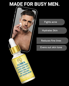 Aceite Facial Lumen Rapid con Arbutina para Corregir Manchas Oscuras, Anti-Irritación por Afeitado para Hombres, Promueve la Luminosidad, Hidratación, Piel Suave y Uniforme, 30ml - Product Image 1