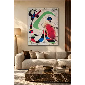 ภาพพิมพ์บนผ้าใบลายพระจันทร์เสี้ยวสีเขียวและลายจุดสีแดงของฟิดา มิโร - Product Image 3