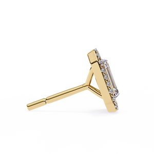 18K Gold Unique <b>Stud</b> Earrings with <b>Emerald</b> Cut Lab-Grown Diamond Geometric Bezel Setting Rose Gold White Gold Trendy Style - Product Image 4